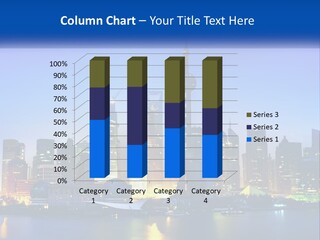 A Picture Of A City At Night With A Blue Sky PowerPoint Template