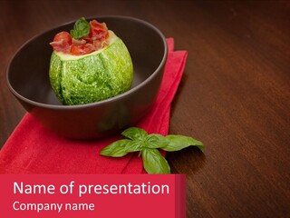 A Bowl Of Food On Top Of A Red Napkin PowerPoint Template