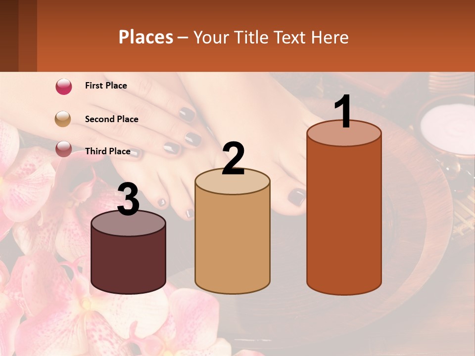 A Woman's Feet With A Manicure And Flowers PowerPoint Template