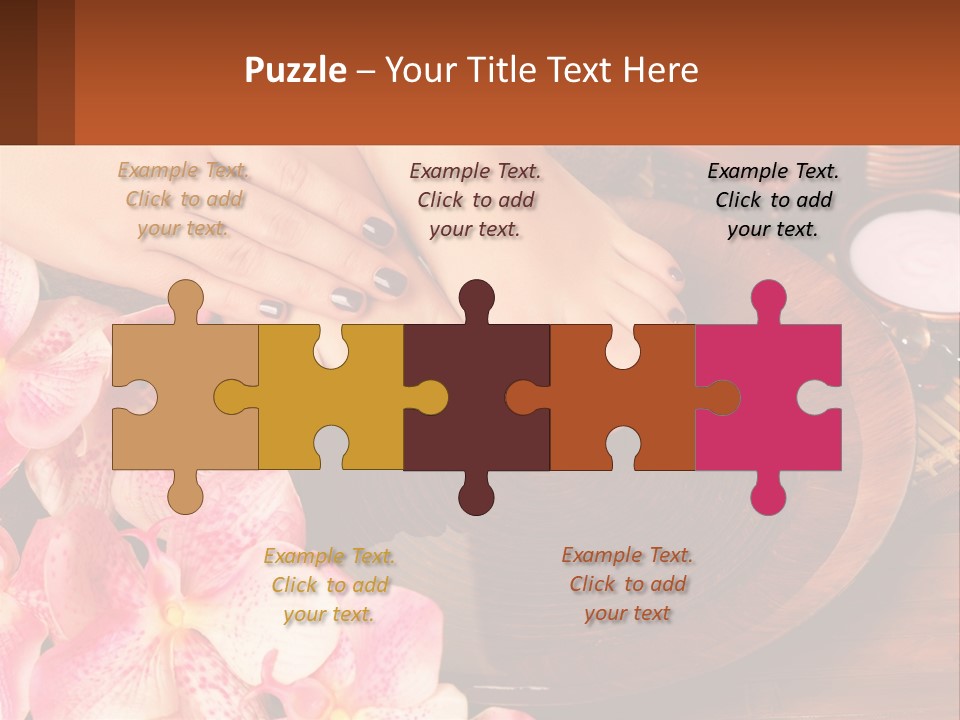 A Woman's Feet With A Manicure And Flowers PowerPoint Template