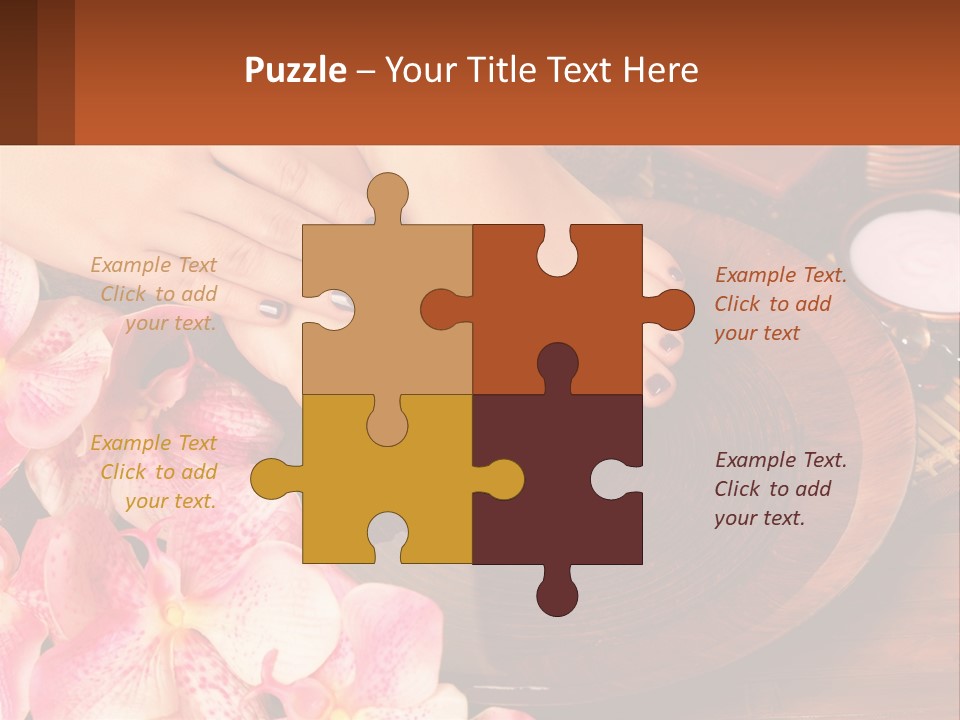 A Woman's Feet With A Manicure And Flowers PowerPoint Template