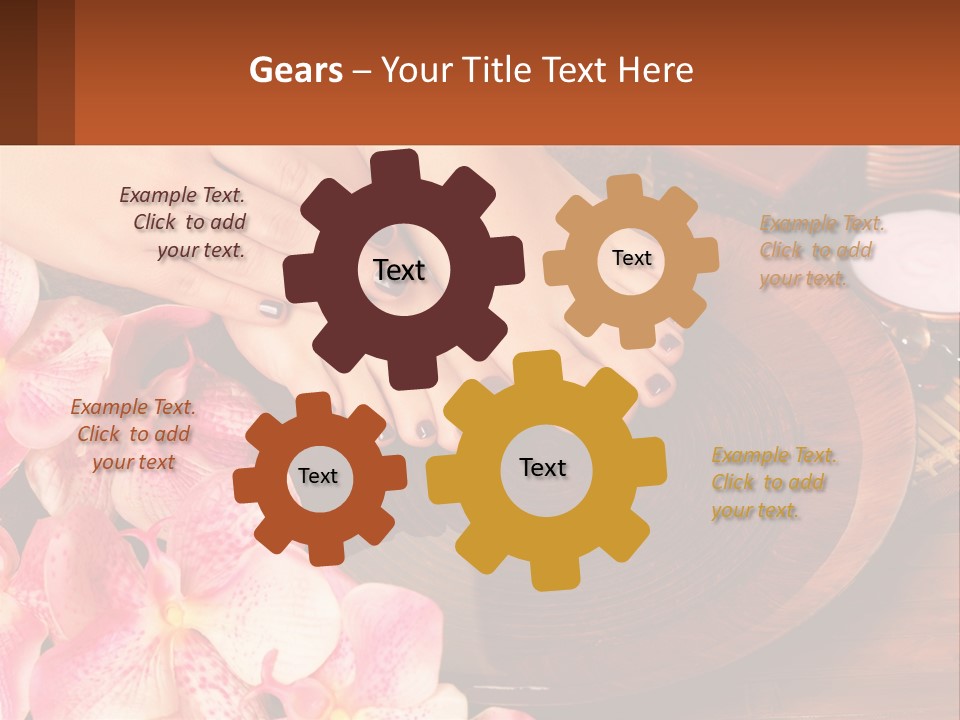 A Woman's Feet With A Manicure And Flowers PowerPoint Template