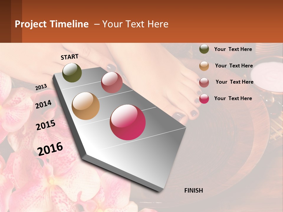 A Woman's Feet With A Manicure And Flowers PowerPoint Template