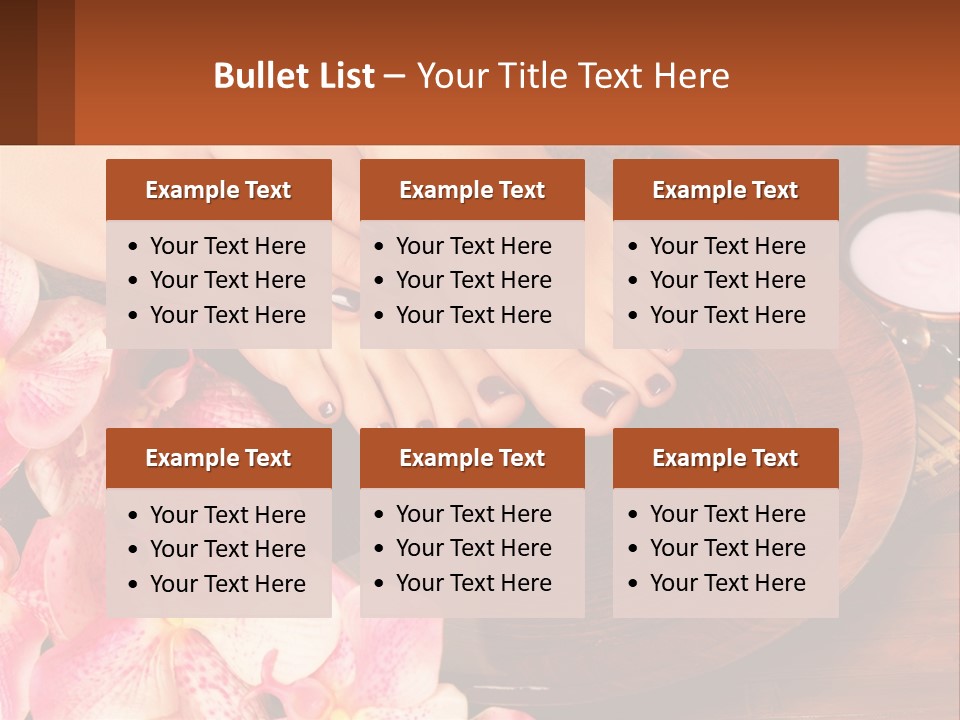 A Woman's Feet With A Manicure And Flowers PowerPoint Template