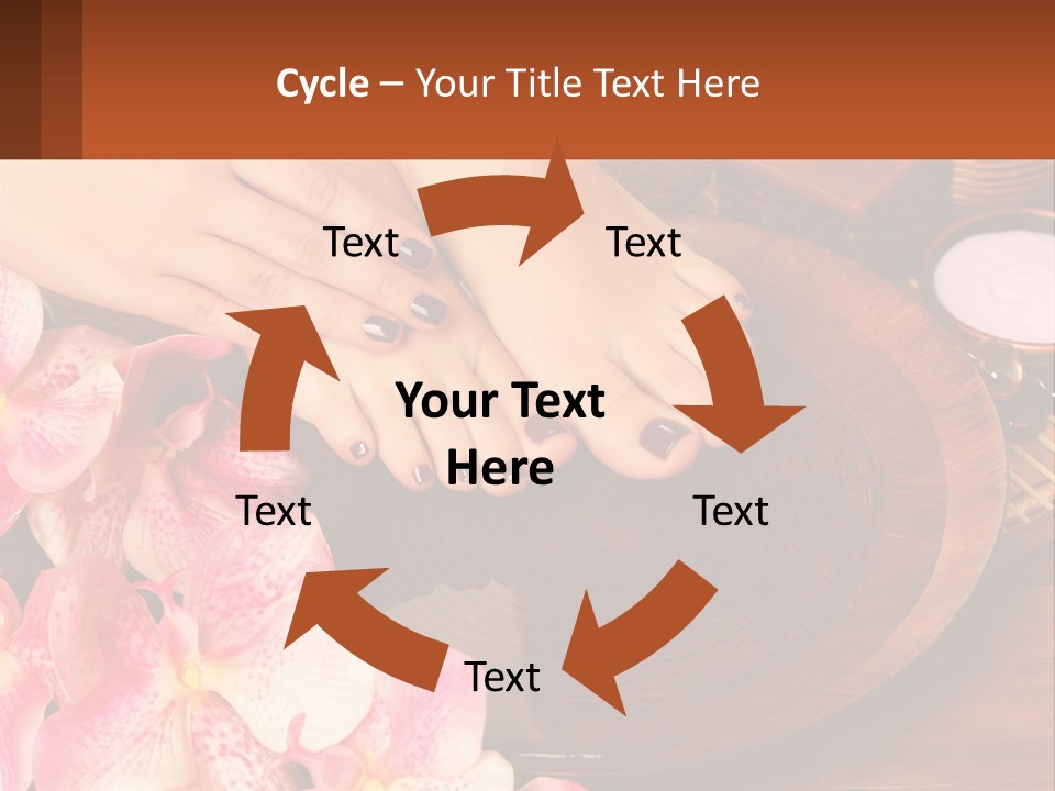 A Woman's Feet With A Manicure And Flowers PowerPoint Template