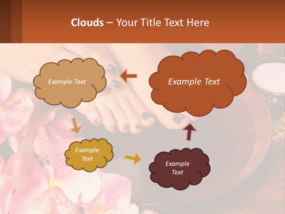 A Woman's Feet With A Manicure And Flowers PowerPoint Template