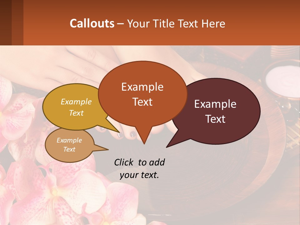 A Woman's Feet With A Manicure And Flowers PowerPoint Template