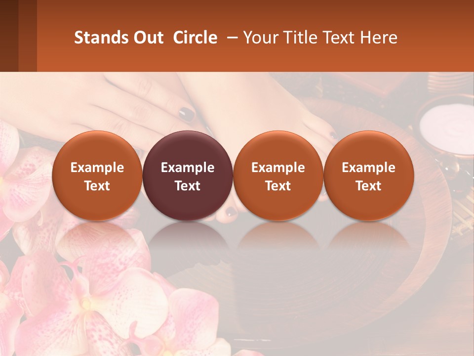 A Woman's Feet With A Manicure And Flowers PowerPoint Template