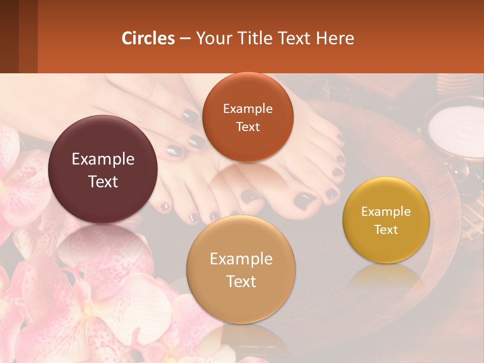 A Woman's Feet With A Manicure And Flowers PowerPoint Template