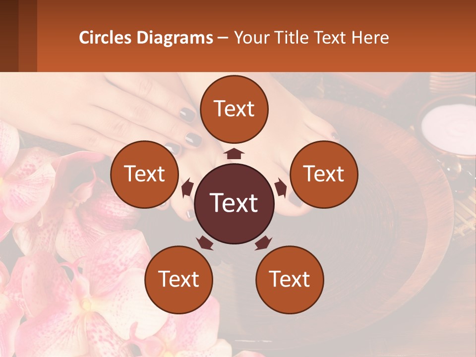 A Woman's Feet With A Manicure And Flowers PowerPoint Template