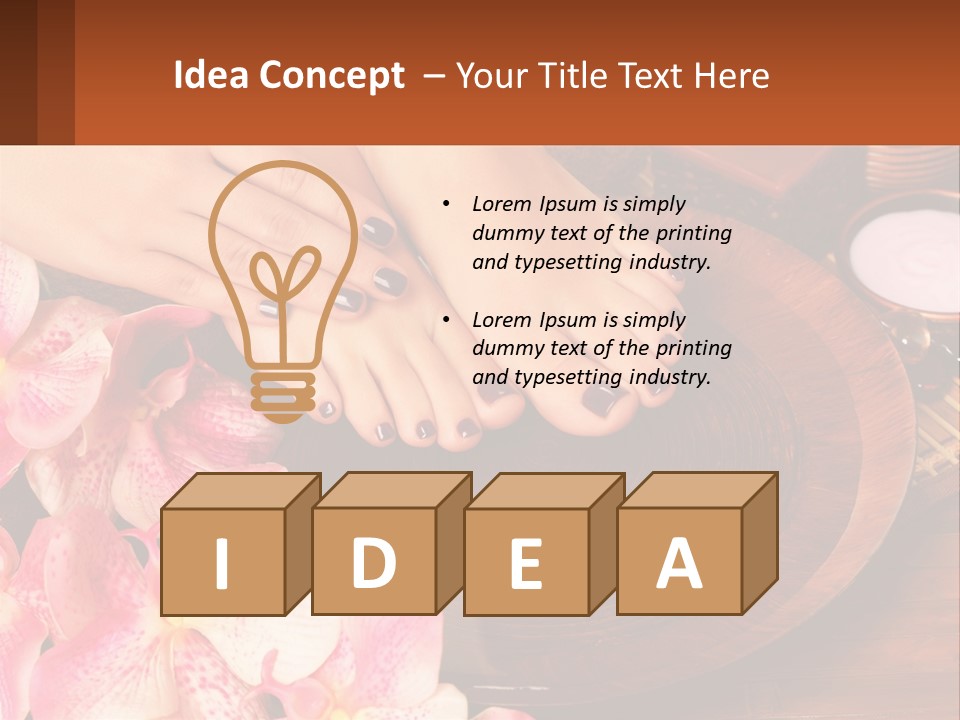 A Woman's Feet With A Manicure And Flowers PowerPoint Template