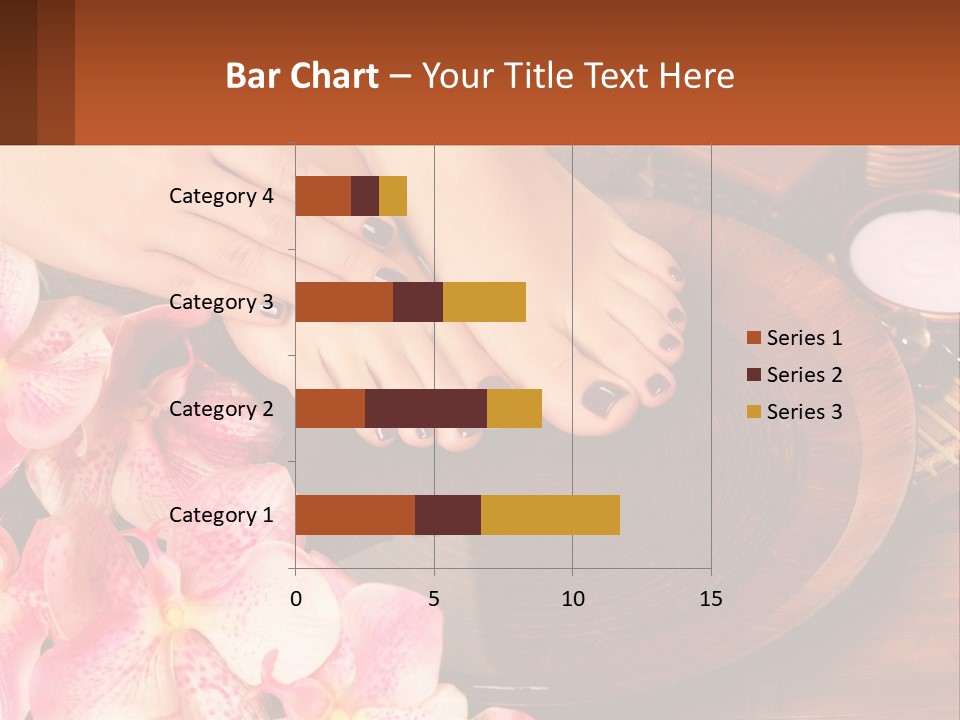 A Woman's Feet With A Manicure And Flowers PowerPoint Template