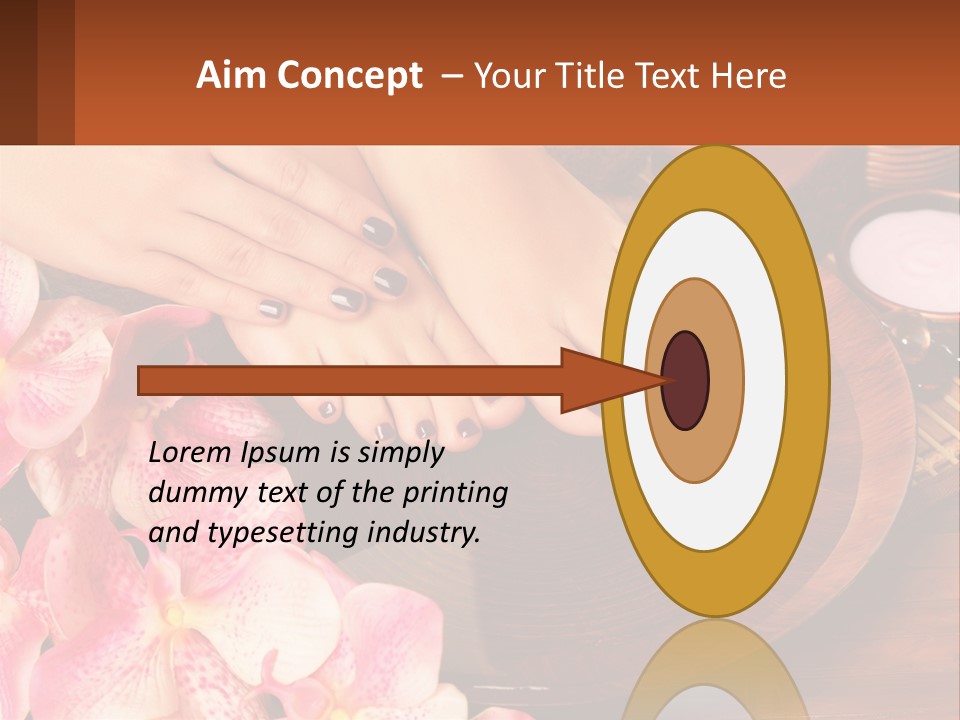 A Woman's Feet With A Manicure And Flowers PowerPoint Template