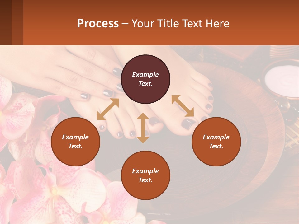 A Woman's Feet With A Manicure And Flowers PowerPoint Template