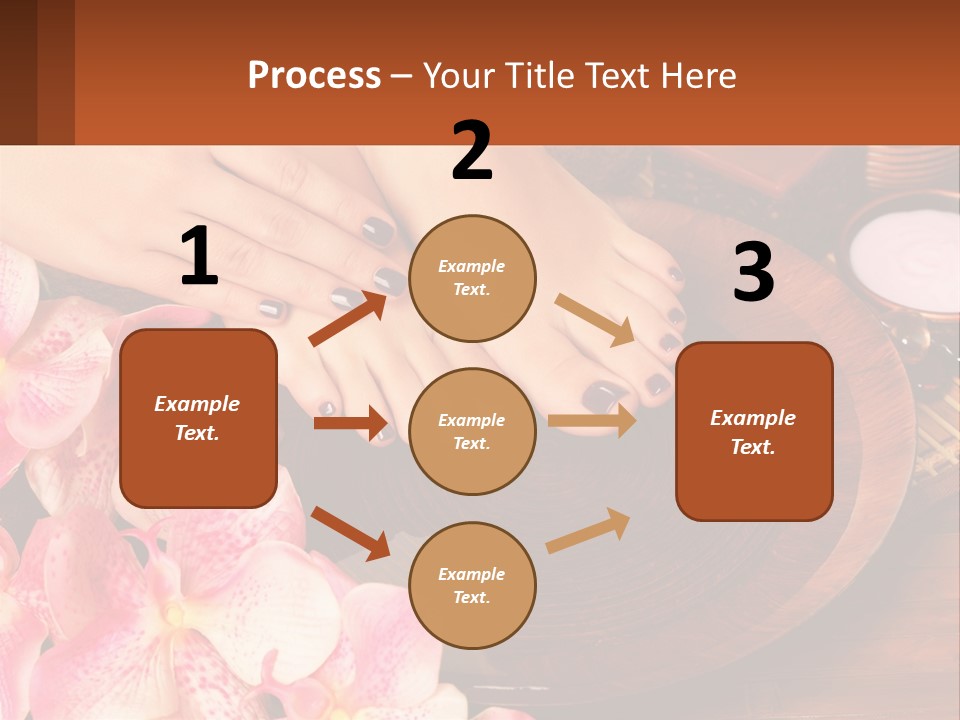 A Woman's Feet With A Manicure And Flowers PowerPoint Template