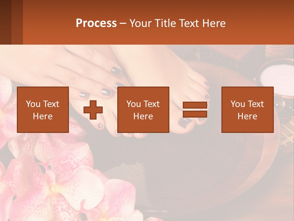 A Woman's Feet With A Manicure And Flowers PowerPoint Template