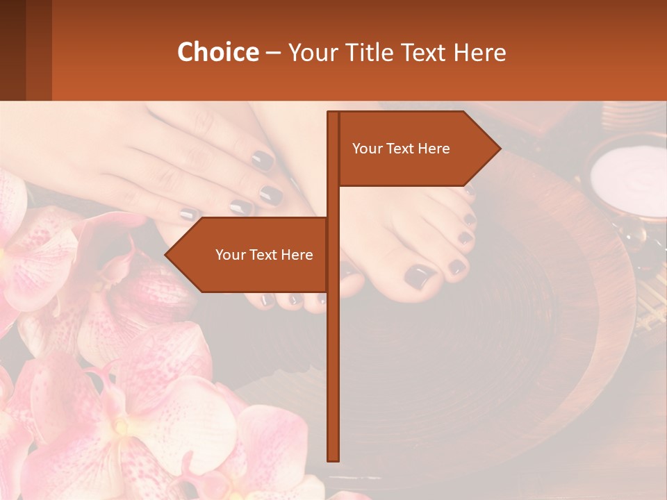 A Woman's Feet With A Manicure And Flowers PowerPoint Template