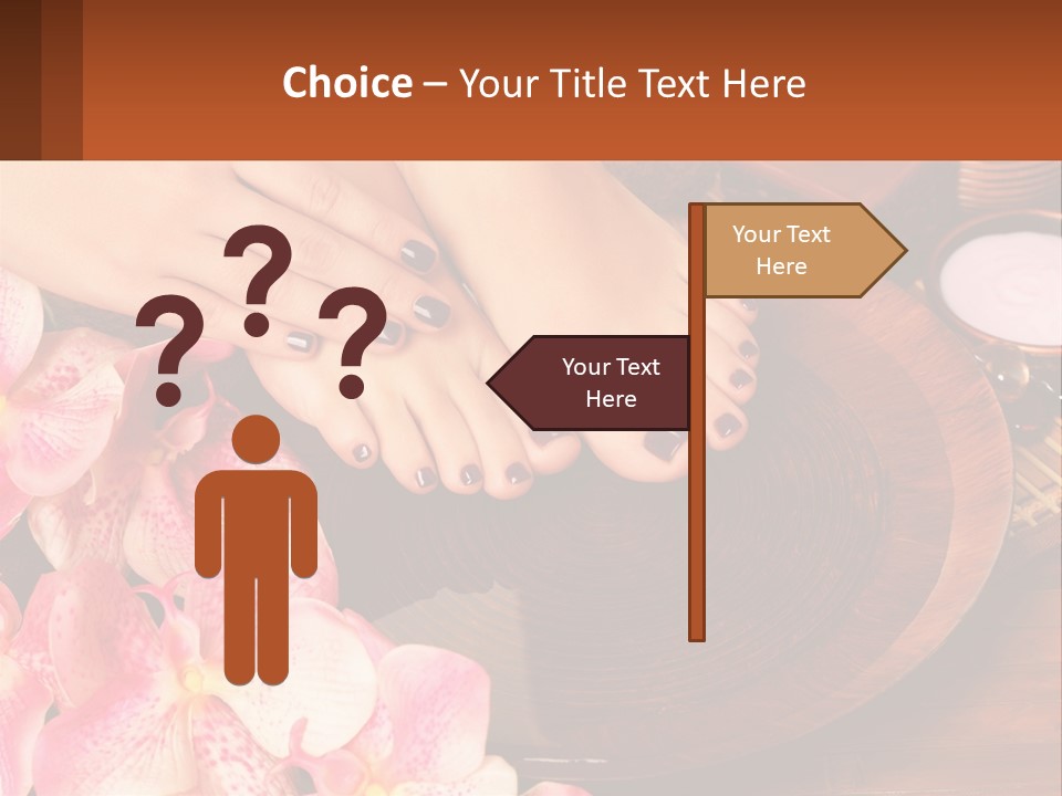 A Woman's Feet With A Manicure And Flowers PowerPoint Template