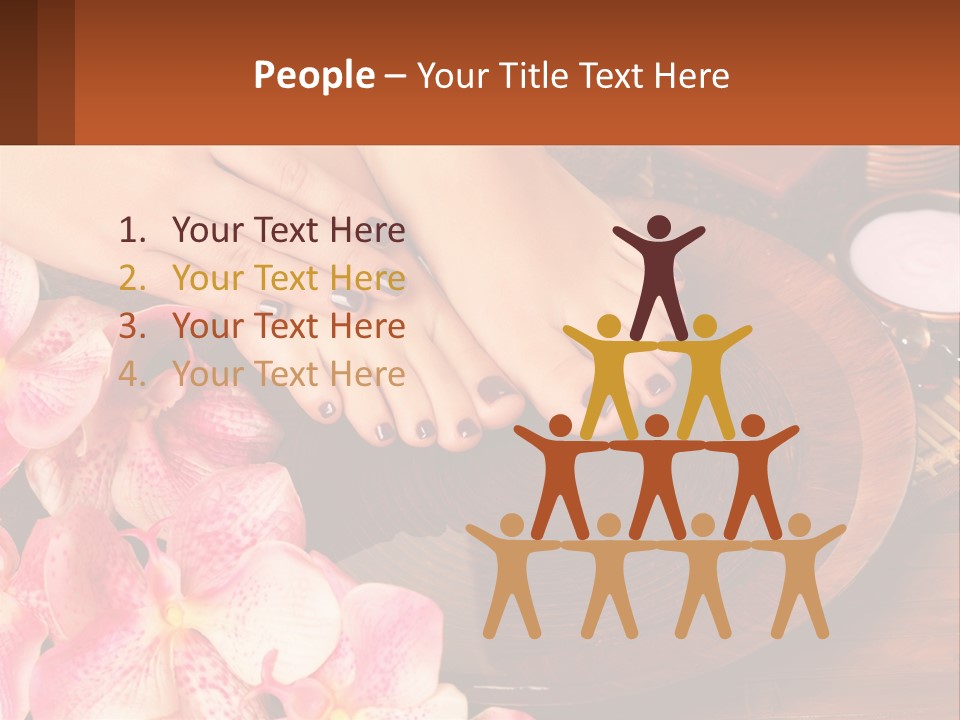 A Woman's Feet With A Manicure And Flowers PowerPoint Template