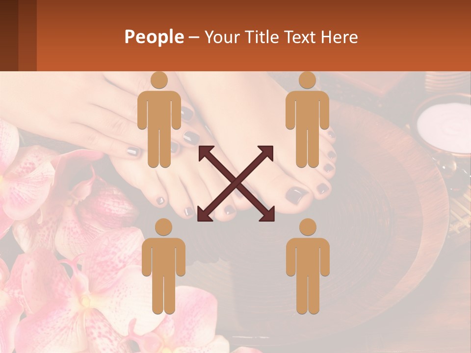 A Woman's Feet With A Manicure And Flowers PowerPoint Template