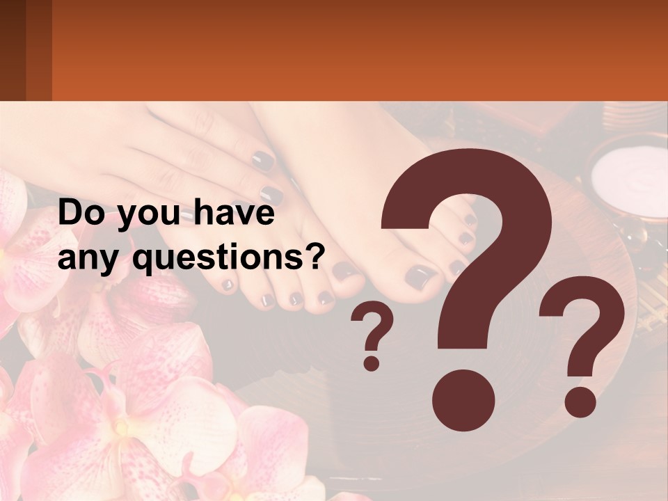 A Woman's Feet With A Manicure And Flowers PowerPoint Template