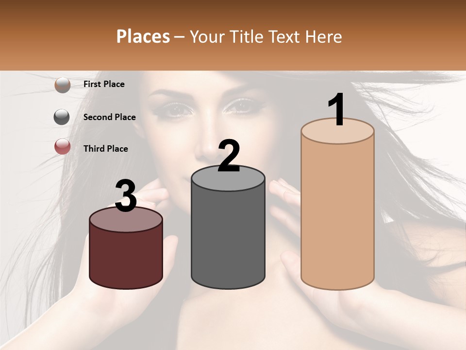 A Woman Is Holding Her Hair In Front Of Her Face PowerPoint Template