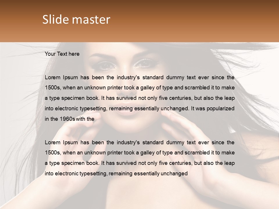 A Woman Is Holding Her Hair In Front Of Her Face PowerPoint Template