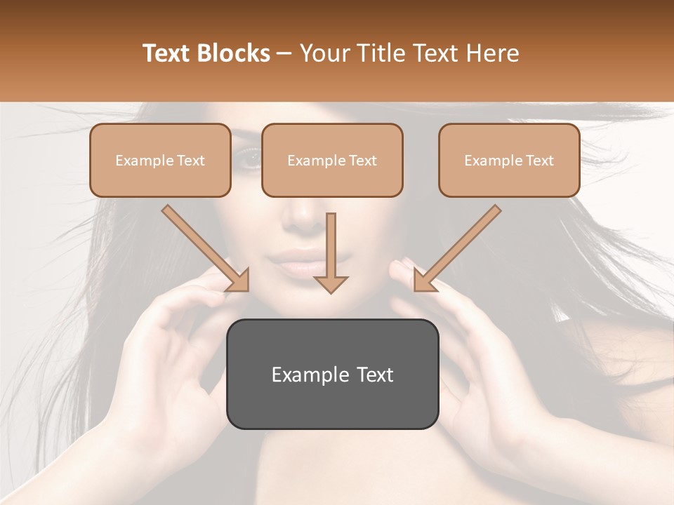 A Woman Is Holding Her Hair In Front Of Her Face PowerPoint Template