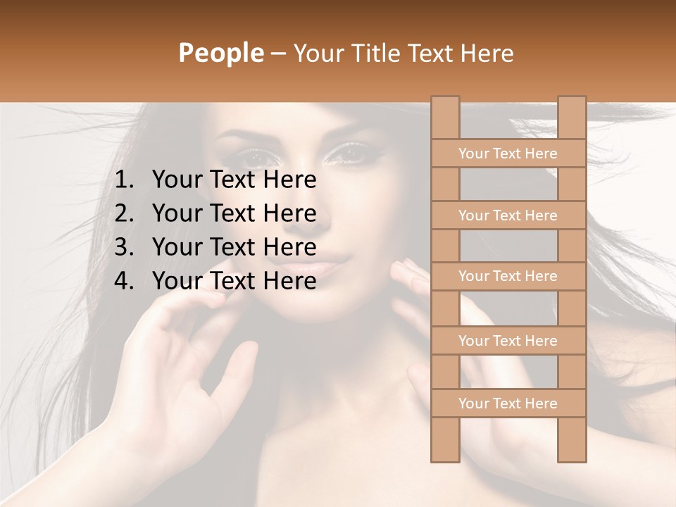 A Woman Is Holding Her Hair In Front Of Her Face PowerPoint Template
