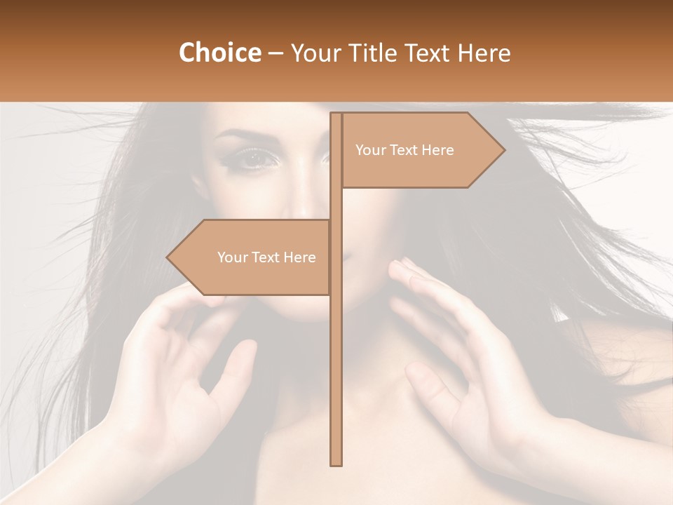 A Woman Is Holding Her Hair In Front Of Her Face PowerPoint Template