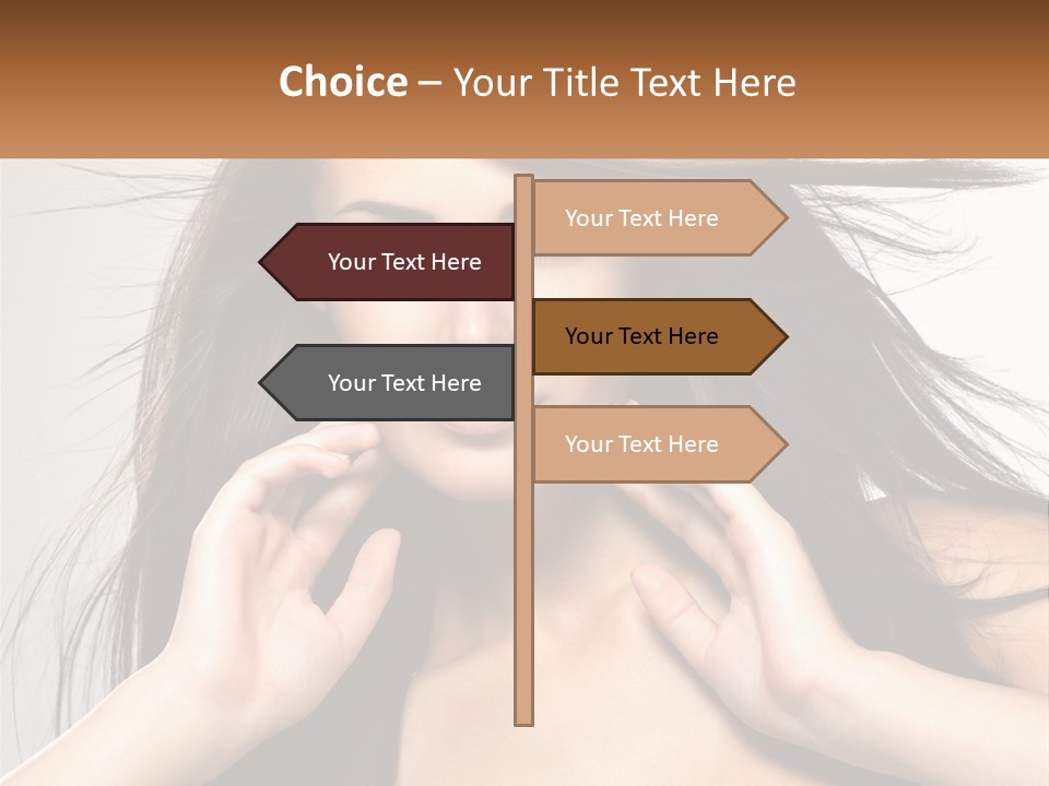 A Woman Is Holding Her Hair In Front Of Her Face PowerPoint Template