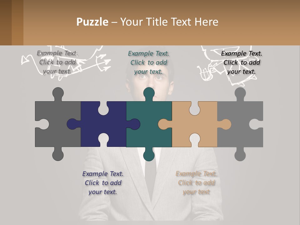 A Man Sitting At A Desk In Front Of A Blackboard With A Drawing Of PowerPoint Template