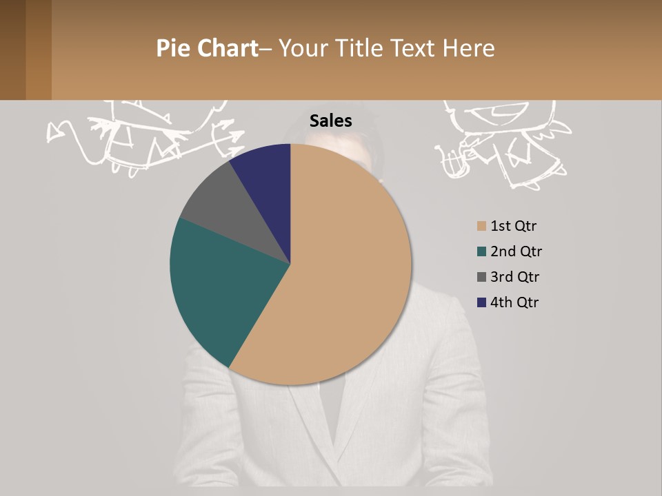 A Man Sitting At A Desk In Front Of A Blackboard With A Drawing Of PowerPoint Template