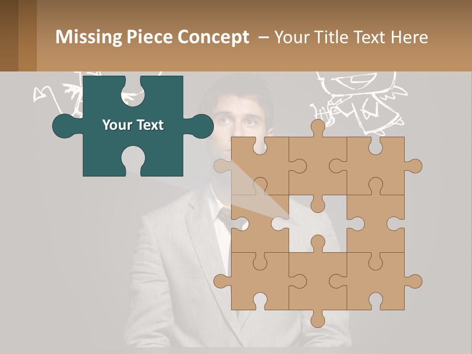A Man Sitting At A Desk In Front Of A Blackboard With A Drawing Of PowerPoint Template