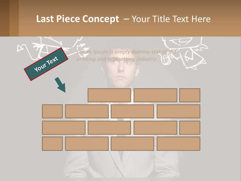 A Man Sitting At A Desk In Front Of A Blackboard With A Drawing Of PowerPoint Template