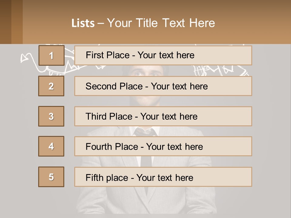A Man Sitting At A Desk In Front Of A Blackboard With A Drawing Of PowerPoint Template
