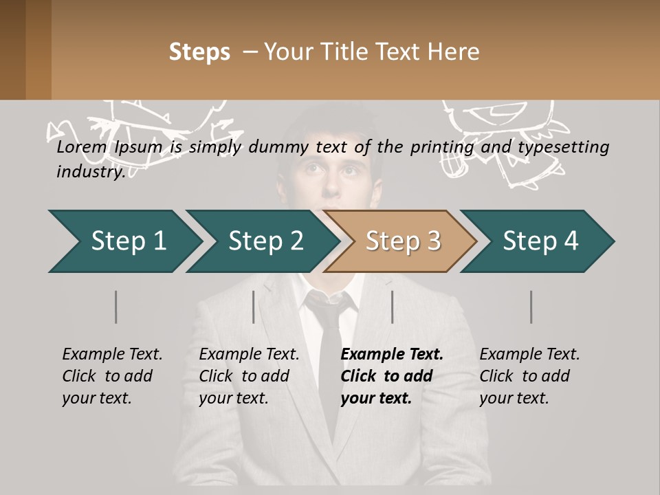 A Man Sitting At A Desk In Front Of A Blackboard With A Drawing Of PowerPoint Template