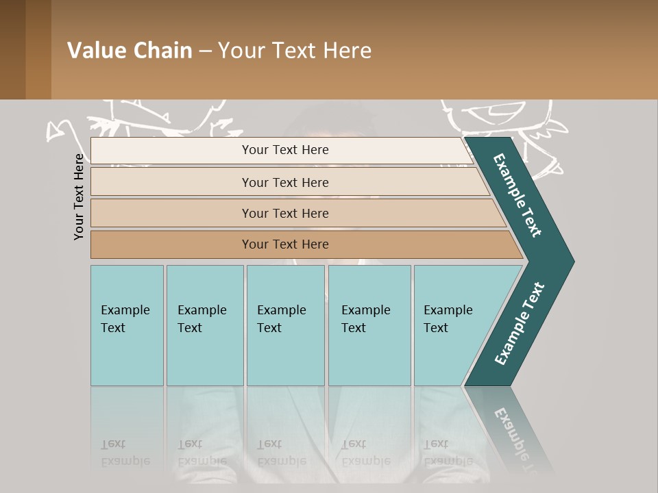 A Man Sitting At A Desk In Front Of A Blackboard With A Drawing Of PowerPoint Template