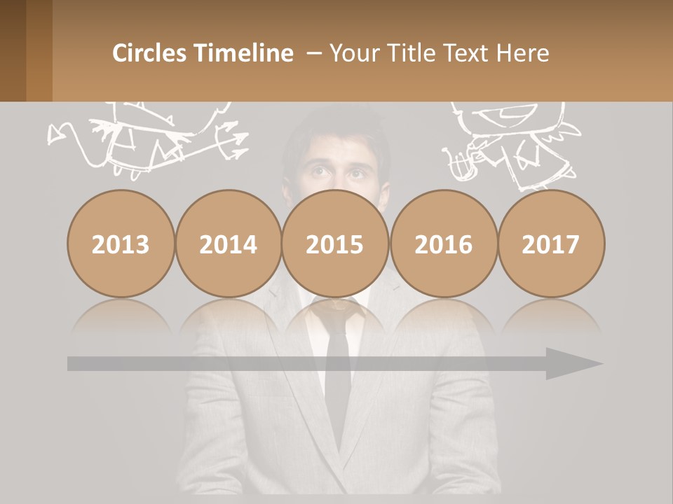 A Man Sitting At A Desk In Front Of A Blackboard With A Drawing Of PowerPoint Template