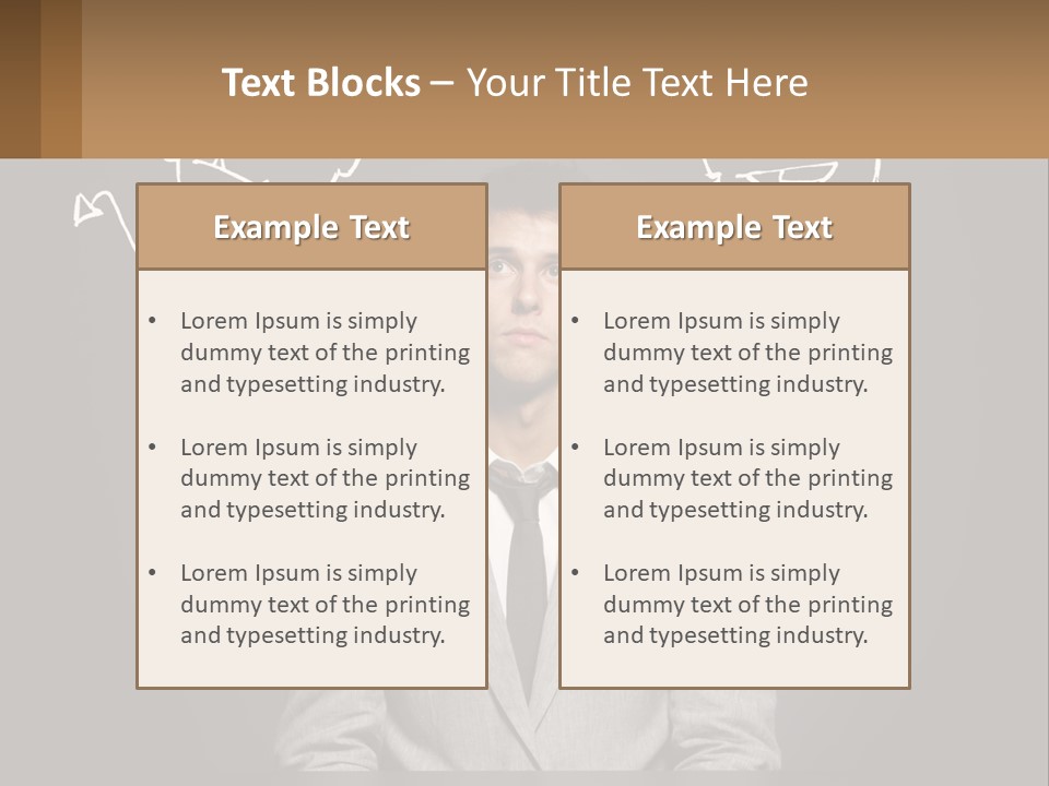 A Man Sitting At A Desk In Front Of A Blackboard With A Drawing Of PowerPoint Template