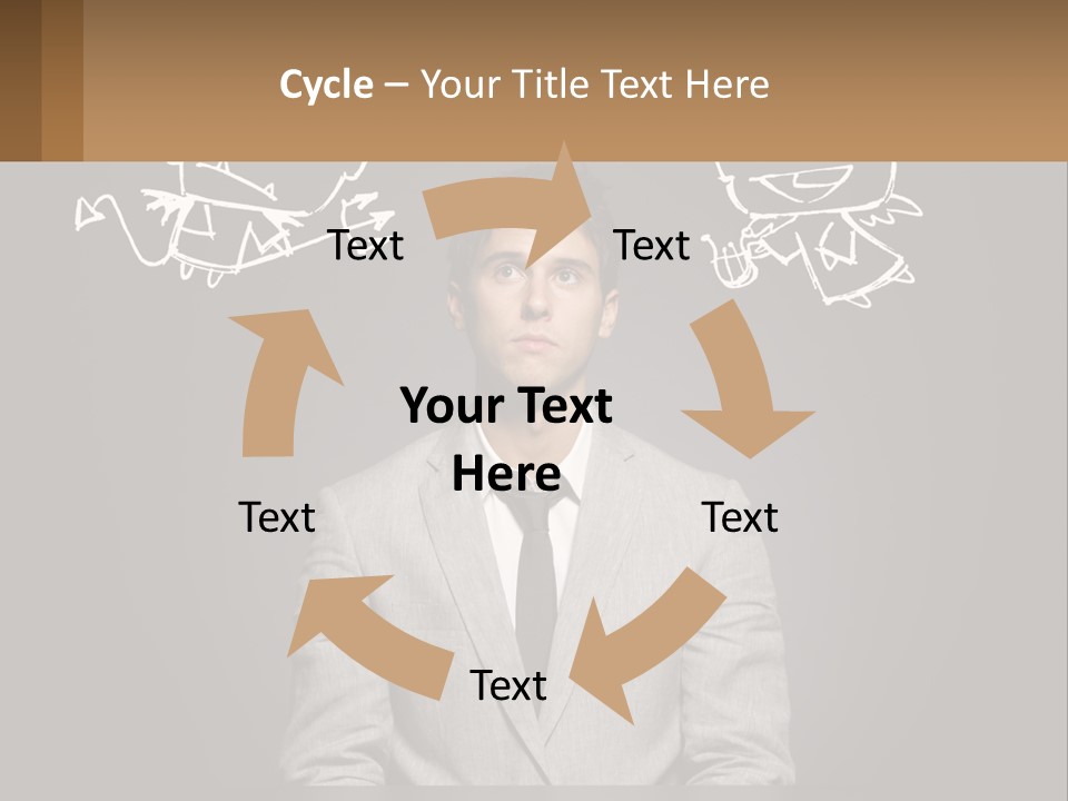 A Man Sitting At A Desk In Front Of A Blackboard With A Drawing Of PowerPoint Template