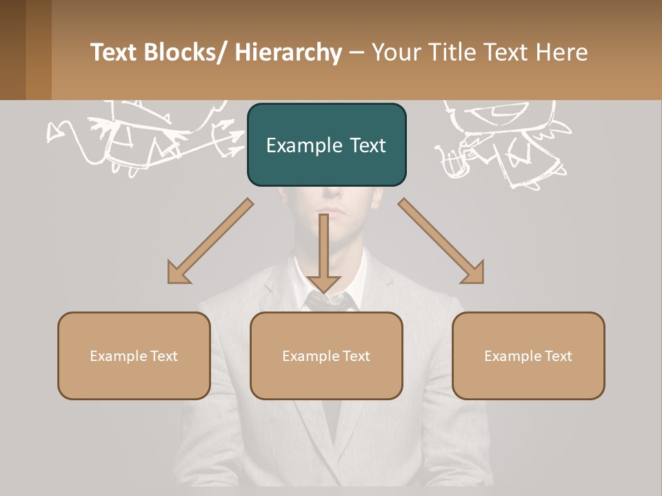 A Man Sitting At A Desk In Front Of A Blackboard With A Drawing Of PowerPoint Template