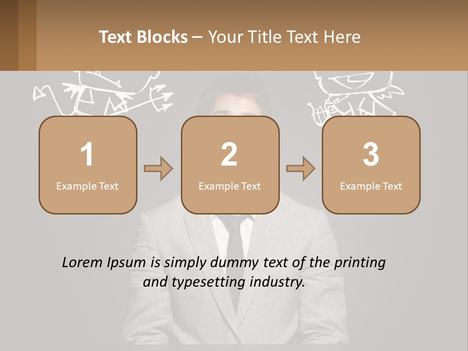 A Man Sitting At A Desk In Front Of A Blackboard With A Drawing Of PowerPoint Template