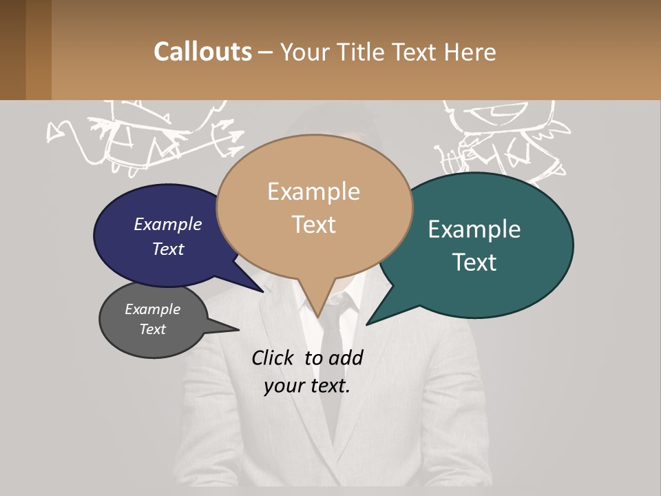 A Man Sitting At A Desk In Front Of A Blackboard With A Drawing Of PowerPoint Template