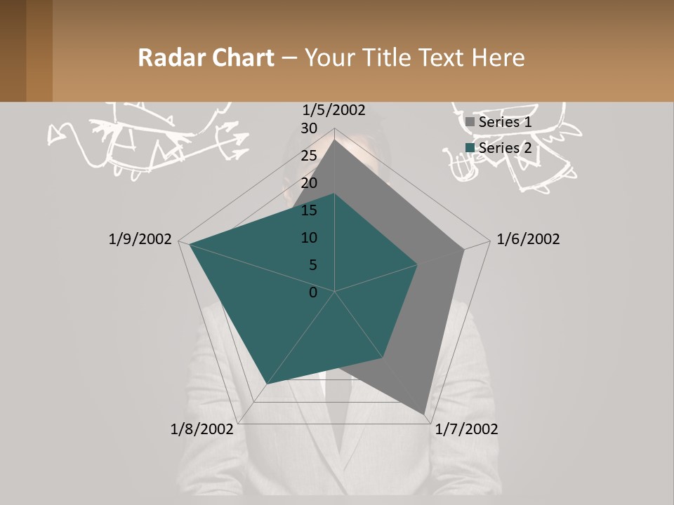 A Man Sitting At A Desk In Front Of A Blackboard With A Drawing Of PowerPoint Template