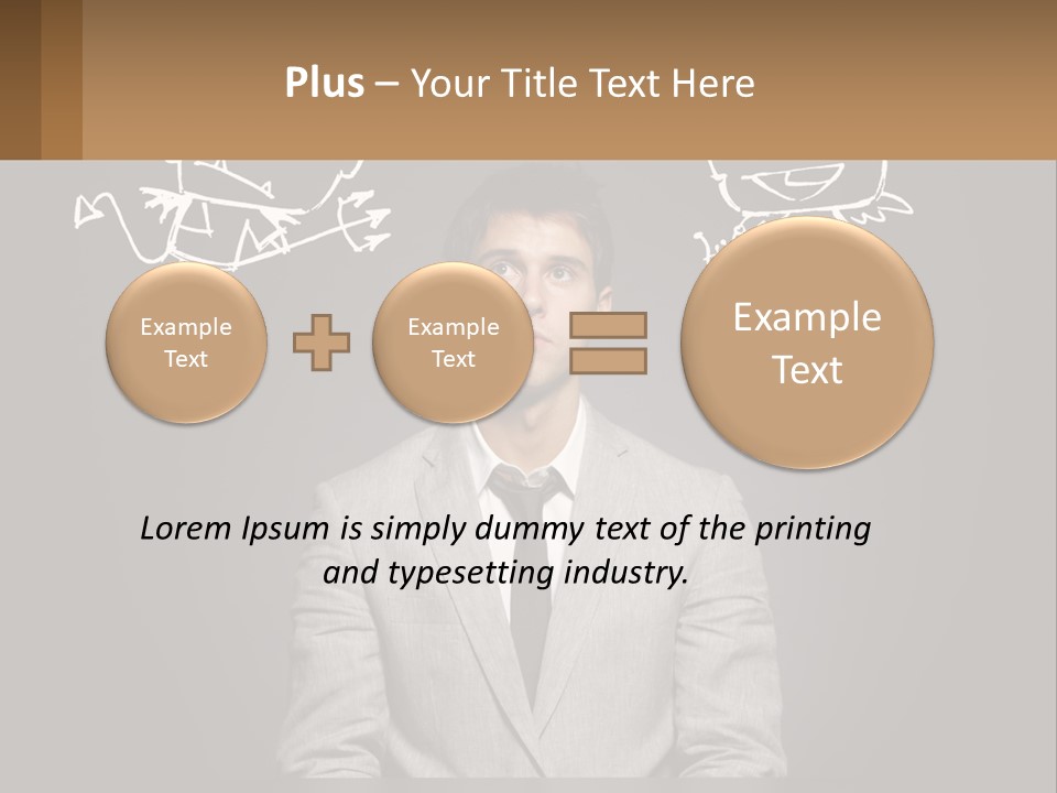A Man Sitting At A Desk In Front Of A Blackboard With A Drawing Of PowerPoint Template