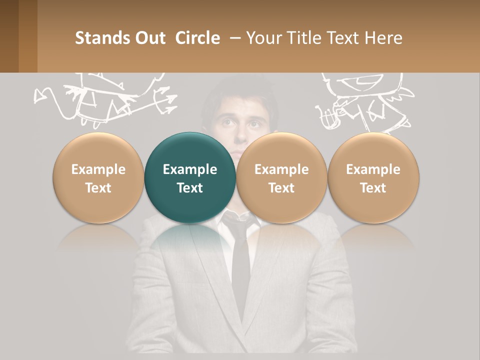 A Man Sitting At A Desk In Front Of A Blackboard With A Drawing Of PowerPoint Template