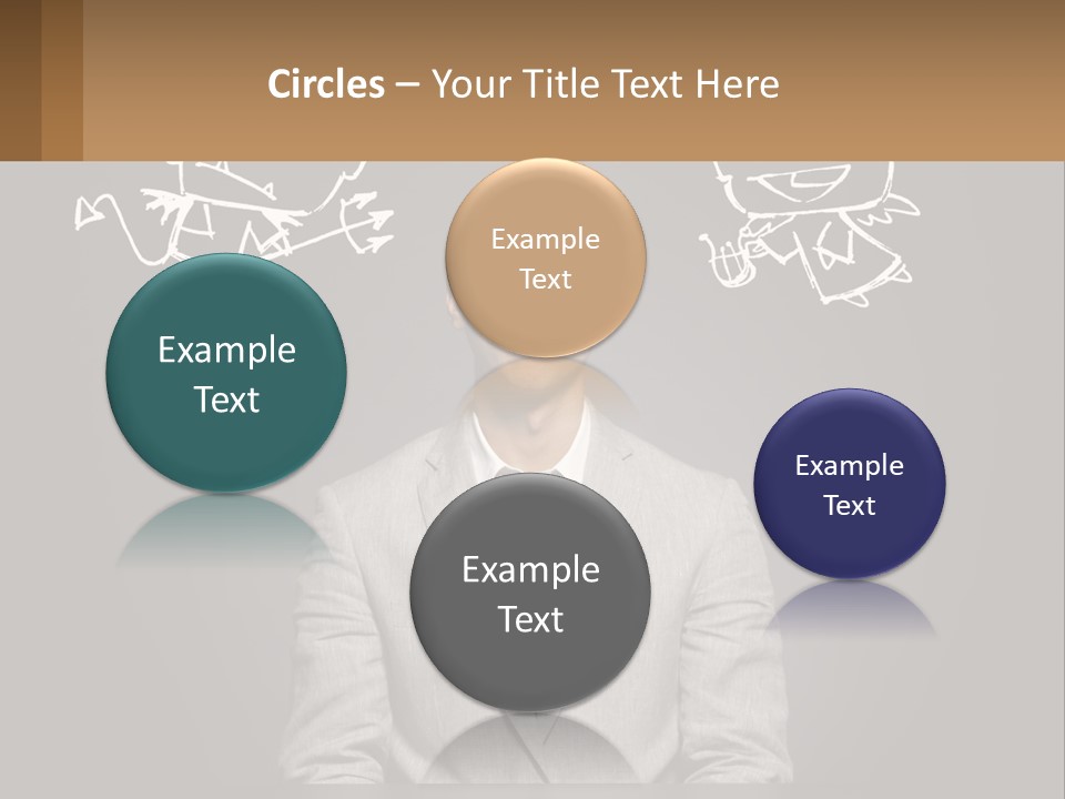 A Man Sitting At A Desk In Front Of A Blackboard With A Drawing Of PowerPoint Template
