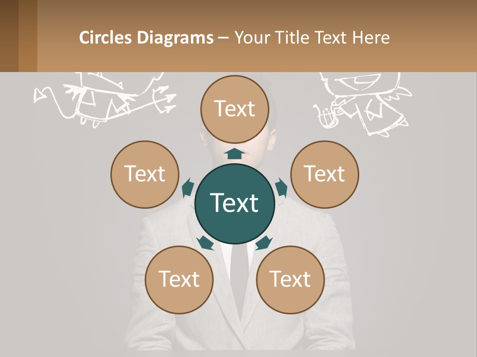 A Man Sitting At A Desk In Front Of A Blackboard With A Drawing Of PowerPoint Template