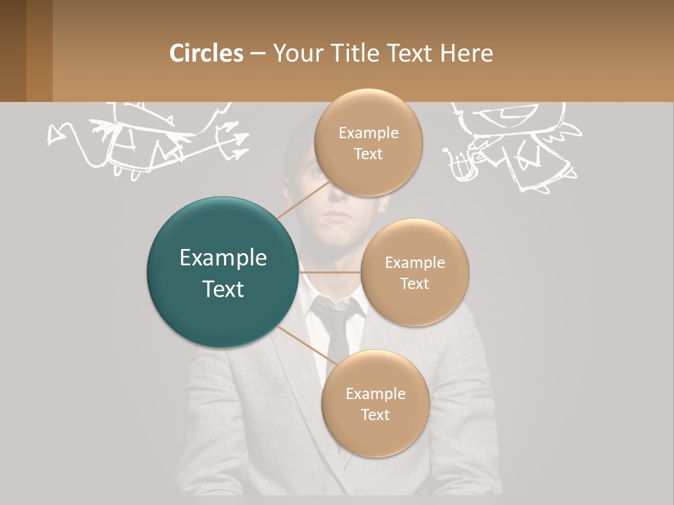A Man Sitting At A Desk In Front Of A Blackboard With A Drawing Of PowerPoint Template